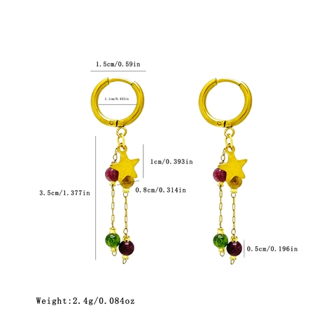 Orecchini Bohemian Stella Pentagramma Pietra Naturale Pietra Triturata Acciaio Inossidabile Nappa Pendenti Donna Gioielli Vintage
