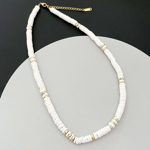 Collana Di Perline In Madreperla Bianca Boema Perline Oro Chiusura In Acciaio Inossidabile Gioielli Da Vacanza Eleganti