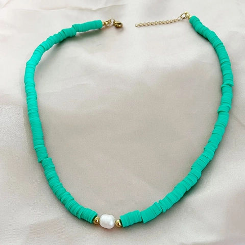 Bohemian Handmade Colorful Polymer Clay Heishi Bead Artificial Pearl Necklace Choker For Women Summer Beach Ethnic Jewelry With Extension Chain
