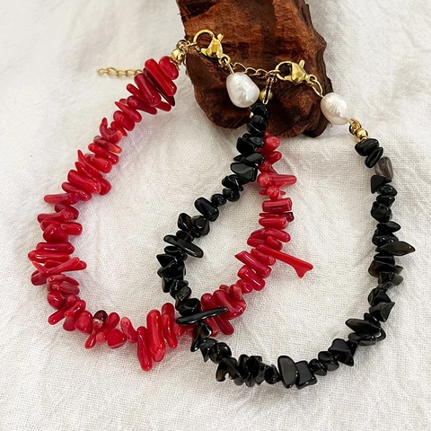 Collana In Pietra Naturale Irregolare Con Perla Artificial Barocca Gioielli In Stile Boho Beach Per Donna