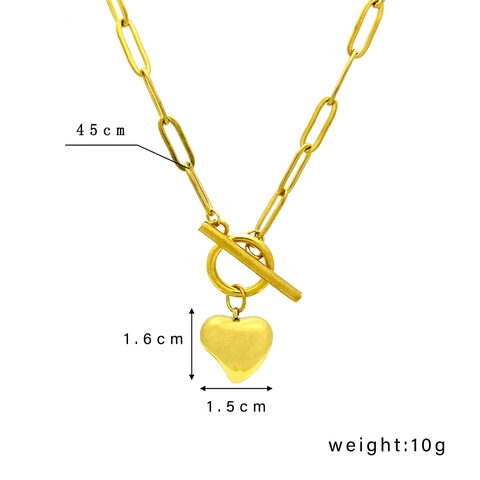 Collana Con Pendente A Cuore In Oro In Acciaio Inossidabile Per Donna Catena Paperclip Con Chiusura A Gancio