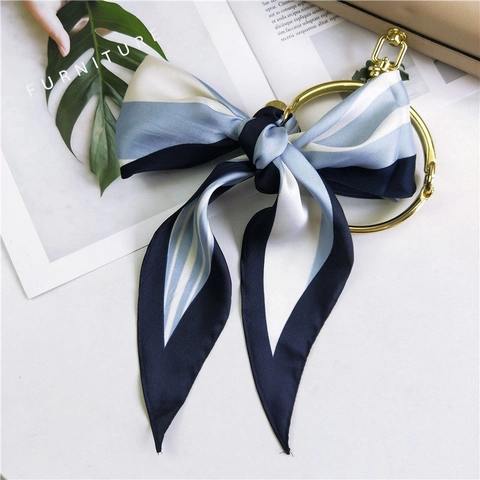Pañuelo Estrecho De Satén Rayado Para Mujer Rombo Color En Contraste Corbata Moda Cinta Para El Pelo Decoración De Bolsos