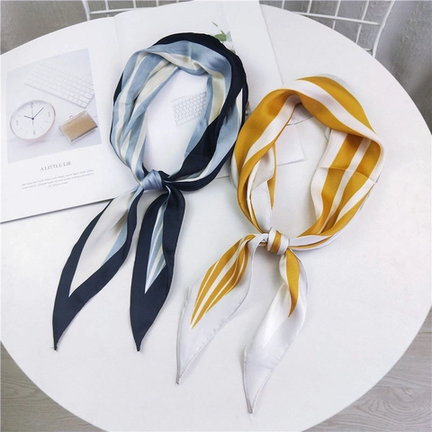 Pañuelo Estrecho De Satén Rayado Para Mujer Rombo Color En Contraste Corbata Moda Cinta Para El Pelo Decoración De Bolsos