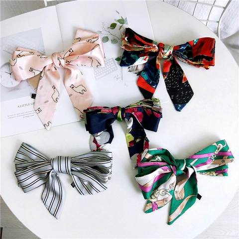 Sciarpa Sottile Lunga Nastro Di Raso Setoso Per Donna Cravatta Fascia Per Capelli Avvolgimento Borsa Stampa Vintage Accessorio Di Moda