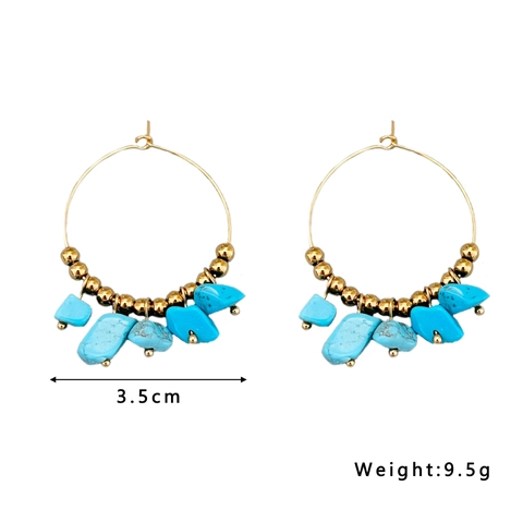 Bohemian Ohrringe Mit Natürlichen Steinen Edelstahl Goldperlen Geometrische Irreguläre Ethnische Creolen Für Damen