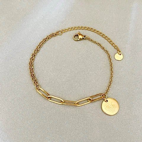 Rosenblumen Anhänger Armband Edelstahl Spiegelglanz Büroklammerkette Vintage Mode Schmuck Für Damen