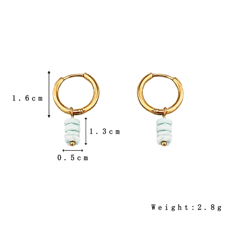 Geometric Hoop Dangle Earrings With Stainless Steel And Natural Shell Stone Stacked Beads Minimalist Bohemian For Women