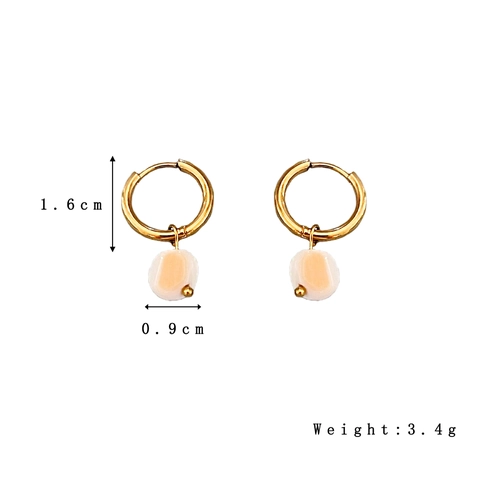 Stainless Steel Hoop Earrings With Shell Star Irregular Geometric Dangle Retro Style For Women