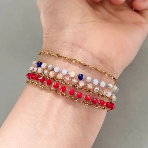 Bracelet Multi-Rangs En Acier Inoxydable Pour Femmes Bohème Perles De Verre Colorées Plusieurs Rangs Bijoux Vintage