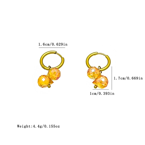 Stainless Steel Colorful Crystal Glass Droplet Hoop Earrings 18K Gold Plated INS Style Jewelry For Women Daily Wear