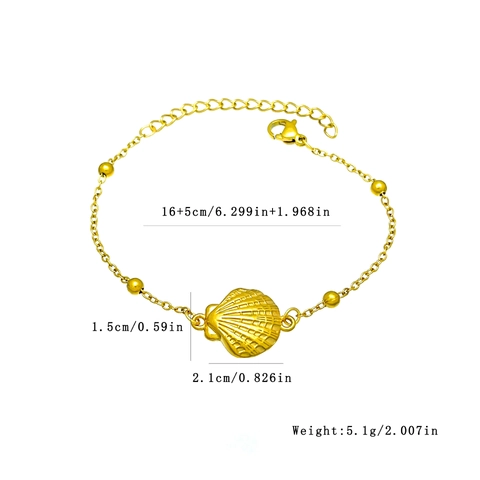Bracciale In Acciaio Inossidabile 304 Tema Oceano Placcato Oro Tartaruga Conchiglia Ciondoli Spiaggia Vacanza Gioielli Boho