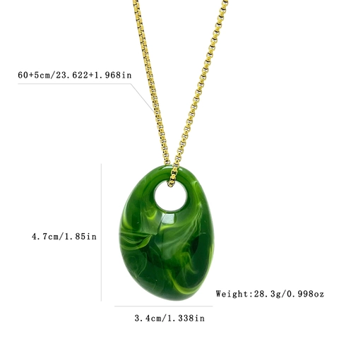 Collier Pendentif Géométrique Chaîne Acier Inoxydable Goutte Eau Creuse Texture Marbre Acrylique Chaîne Pull Femmes