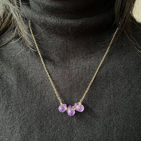 Stainless Steel Necklace With Teardrop Colored Glaze Glass Cluster Pendant For Women Elegant Minimalism Adjustable Chain Jewelry Gift