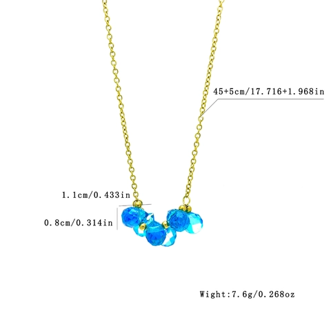 Stainless Steel Necklace With Teardrop Colored Glaze Glass Cluster Pendant For Women Elegant Minimalism Adjustable Chain Jewelry Gift