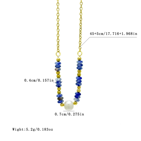 18K Gold Plated Stainless Steel Necklace With Natural Stone Abacus Beads And Artificial Baroque Pearl Bohemian Jewelry For Women