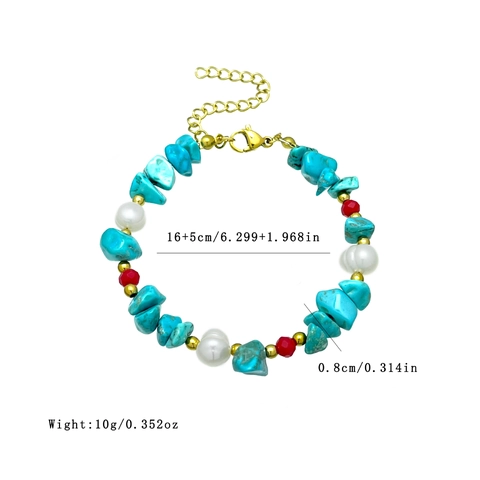 Bracciale in Acciaio Inossidabile Bohemienne Pietra Naturale Perla d'Acqua Dolce Patchwork Catena Regolabile Gioielli Donna