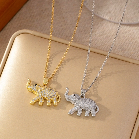 Collana Pendente Elefante Tartaruga Rame Zirconia Cubica Micro-Intarsiata Catena Clavicola Ins Design Di Nicchia Gioielli