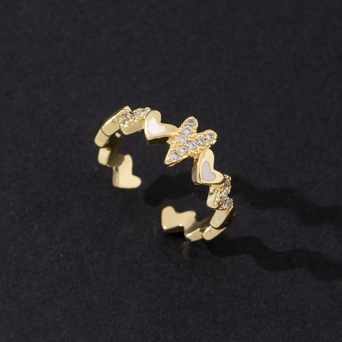 Anelli Aperti Regolabili Rame Zircone Farfalla Stella Forma Di Cuore Micro Pavé Cavo Gioielli Eleganti Per Donne