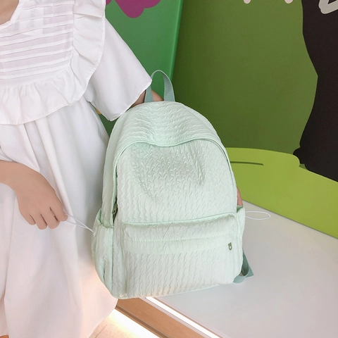 Rugzak Nylon Rimpeltextuur Grote Capaciteit Schooltas Japanse Stijl Lichtgewicht Casual Reizen Voor Vrouwen Tienermeisjes