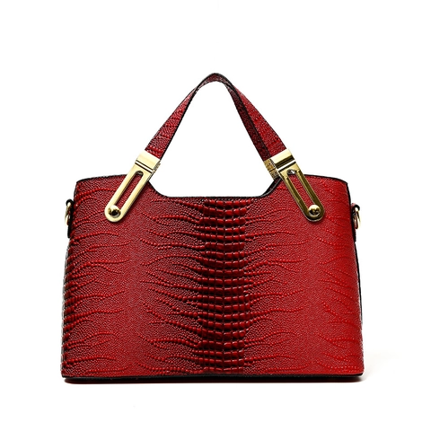 Borsa Tote da Donna Grande Capacità in Pelle PU con Goffratura Coccodrillo Vintage Hardware Oro Moda Borsa a Mano a Tracolla Ufficio