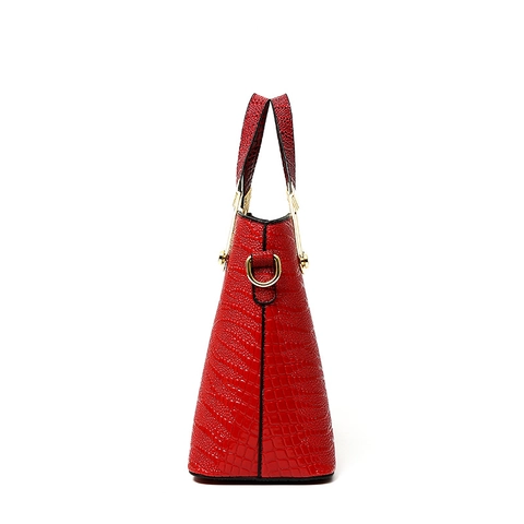Borsa Tote da Donna Grande Capacità in Pelle PU con Goffratura Coccodrillo Vintage Hardware Oro Moda Borsa a Mano a Tracolla Ufficio