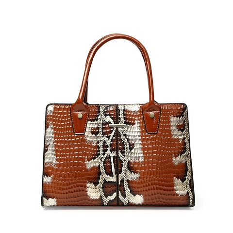 Damen Vintage Krokodilmuster PU Leder Tragetasche Mode Tierdruck Handtasche Mit Metalldekoration Für Tägliches Pendeln