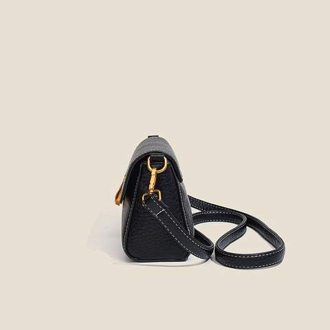 Vintage Damen Litschitextur PU Leder Umhängetasche Goldene Hardware Ziernaht Mode Kleine Quadratische Schultertasche