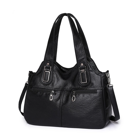 Borsa A Mano Da Donna Grande Capacità Morbida Pelle PU Trama Litchi Multi Tasca Borsa A Tracolla Casual Tote Bag