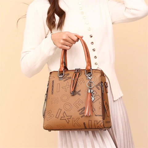 Set Borse Donna Alla Moda Con Stampa Lettere Include Tote Tracolla Pochette E Portafoglio In Pelle PU Retro Per Pendolari