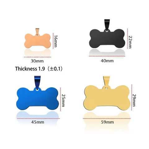 Stainless Steel Bone Shape Pet ID Tag Anti-Lost Dog Name Tag Minimalist Polished Metal Pendant For Dogs Cats Supplies