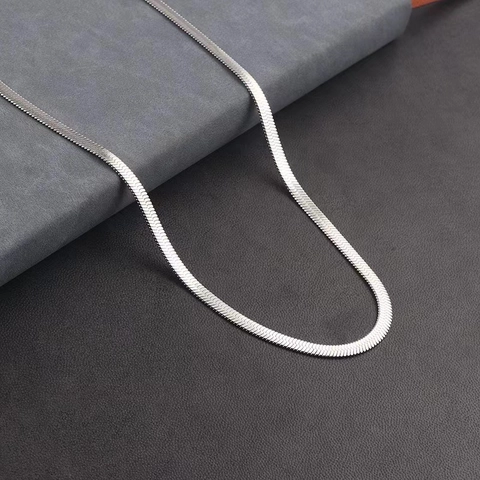 Minimalist Stainless Steel Snake Bone Chain Necklace Flat Herringbone Blade Choker Streetwear Jewelry For Men Women
