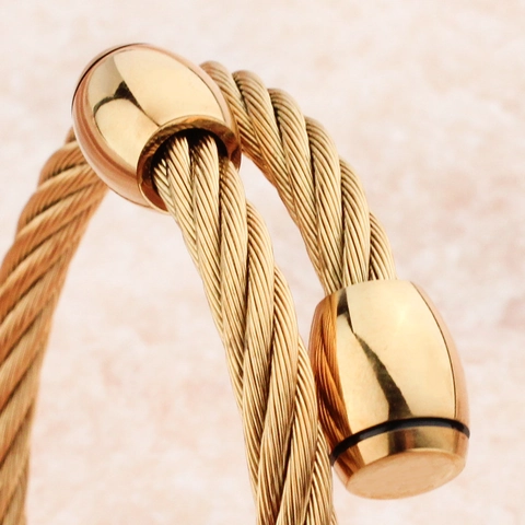 Men Stainless Steel Twisted Cable Open Cuff Bracelet Adjustable Minimalist Punk Style Streetwear Jewelry