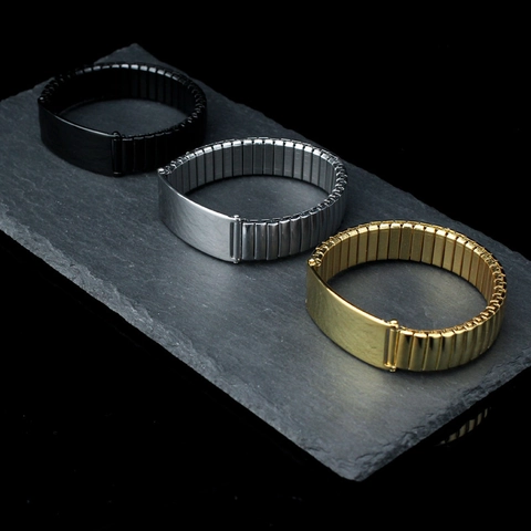 Heren Expansie Armband Roestvrij Staal Elastische Horlogeband Stijl Rechthoekige ID-Plaat Gepolijst Minimalistisch Retro Sieraden