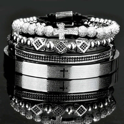 Bracciali E Braccialetto Da Uomo Acciaio Inossidabile Croce Padre Nuestro Gioielli Religiosi Incisi Al Laser Stile Hip Hop