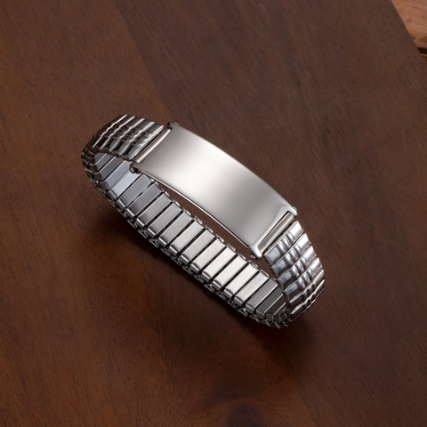Bracciale ID Da Uomo In Acciaio Inossidabile Fascia Elastica Barra Lucida Moda Retrò