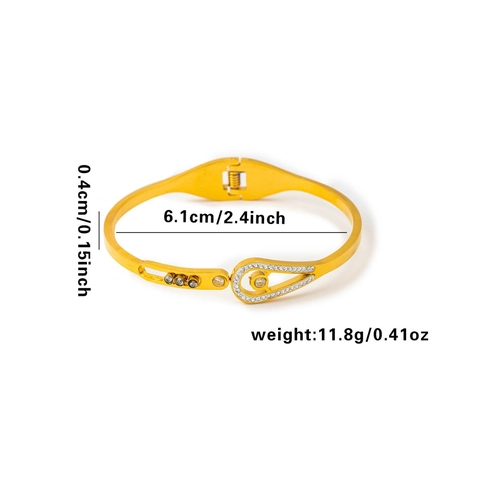 Bracciale Rigido In Acciaio Inossidabile Goccia D'acqua Cavo Rhinestone Cerniera Gioielli Lusso Moderni Regalo Donna Accessorio Elegante