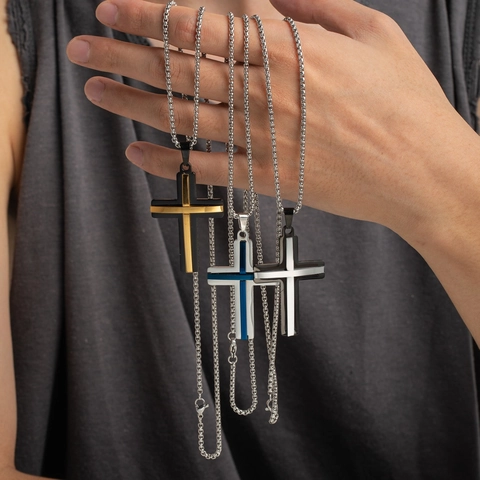 Roestvrijstalen Kruis Hanger Ketting Punk Hip Hop Minimalistische Religieuze Stijl Sieraden Voor Mannen En Vrouwen