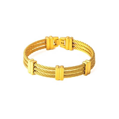 Men Stainless Steel Cable Bracelet Multi Strand Twisted Wire Bangle Industrial Style Fashion Jewelry Gift
