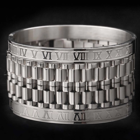Bracciale In Acciaio Inossidabile Numeri Romani Punk Cavo In Acciaio Design Cinturino Orologio Lusso Uomo