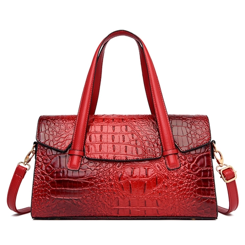 Bolso De Mano Con Patrón De Cocodrilo Cuero PU Relieve Vintage Asa Superior Hombro Bandolera Mujeres Profesional Elegante