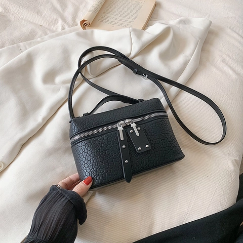 Borsa A Tracolla Da Donna In Pelle PU Trama Coccodrilo Doppia Cerniera Tracolla Regolabile Borsa A Mano Quadrata