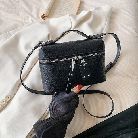 Borsa A Tracolla Da Donna In Pelle PU Trama Coccodrilo Doppia Cerniera Tracolla Regolabile Borsa A Mano Quadrata