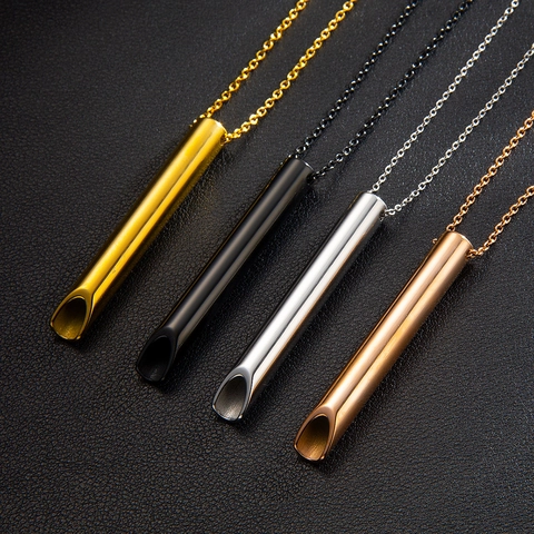 Collana Fischietto Da Meditazione Ciondolo Per Respirazione Consapevole Sollievo Dallo Stress Acciaio Inossidabile Gioielli