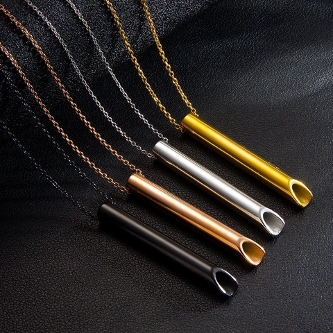 Collana Fischietto Da Meditazione Ciondolo Per Respirazione Consapevole Sollievo Dallo Stress Acciaio Inossidabile Gioielli