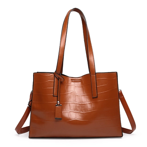 Krokodilmuster PU Leder Tote Bag Große Kapazität Vintage Handtasche Für Damen Büro Pendeln Schulter Umhängetasche