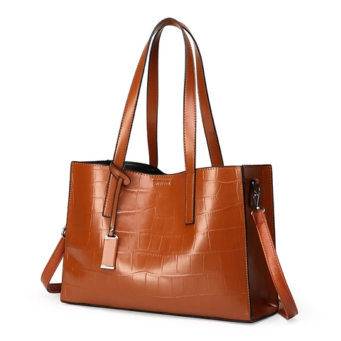 Krokodilmuster PU Leder Tote Bag Große Kapazität Vintage Handtasche Für Damen Büro Pendeln Schulter Umhängetasche