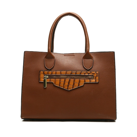 Borsa Tote Donna E Portafoglio Pelle PU Grana Litchi Rilievo Coccodrillo Grande Capacità Tracolla Staccabile Mano Elegante