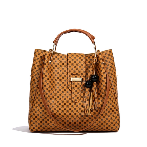 3 Pcs Women Tote Bag Set PU Leather Printed Handbag Crossbody Bag Pouch With Tassel Fashion Retro Shoulder Bag For Women