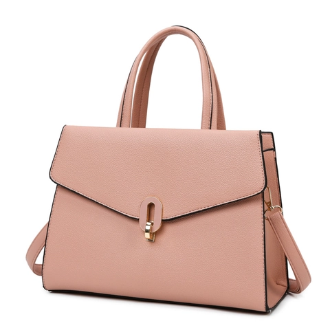 Women Fashion PU Leather Handbag Litchi Grain Crossbody Bag Trapezoid Top Handle Shoulder Bag With Metal Buckle For Work