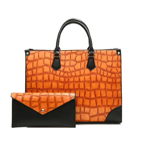 Borsa Tote E Pochette Da Donna In Pelle PU Con Motivo Coccodrillo Grande Capacità Borsa A Mano A Tracolla Retro Ufficio
